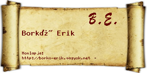 Borkó Erik névjegykártya