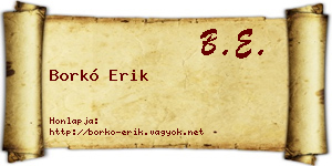 Borkó Erik névjegykártya